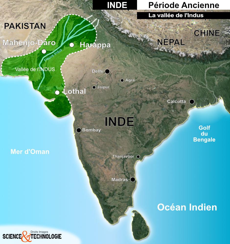Carte de inde de la vallee indus - Période Néolithique