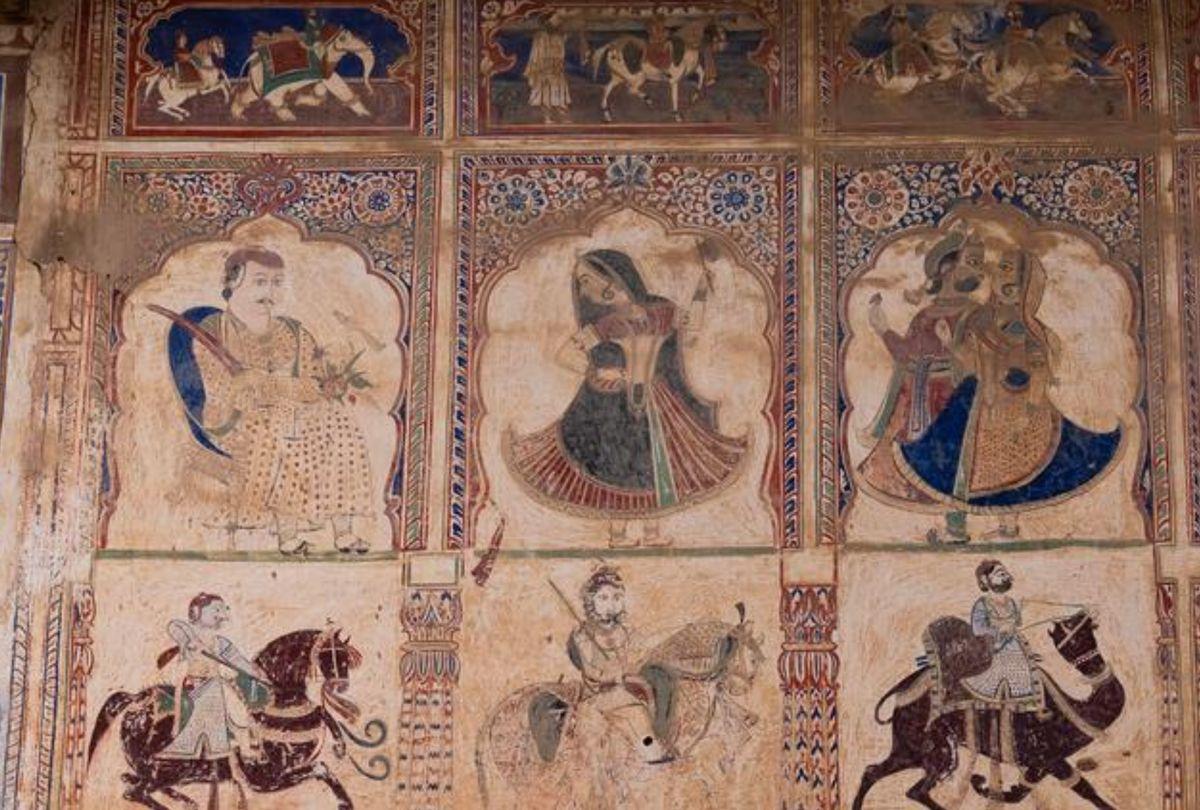 Fresque dans un haveli - Rajasthan, Mandawa - Inde