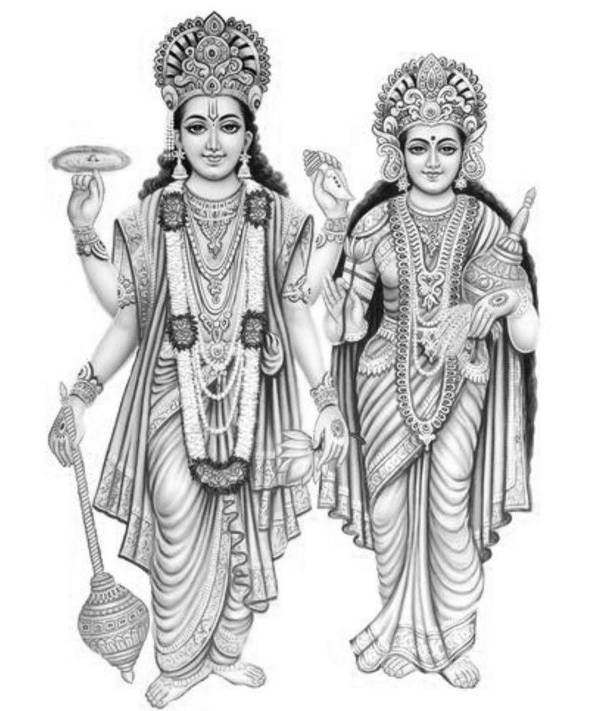 Lakshmi est La déesse de la prospérité, de la richesse et de la fortune. Elle est souvent vénérée lors des festivals et des rituels liés à la prospérité.